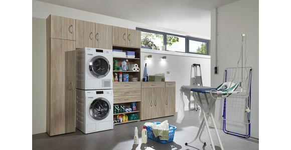 SCHRANK in Eichefarben - Eichefarben/Alufarben, KONVENTIONELL, Holzwerkstoff/Kunststoff (40/185/40cm) - Xora