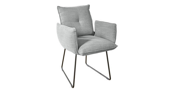 ARMLEHNSTUHL  in Stahl Struktur  - Hellgrau/Schwarz, Design, Textil/Metall (65/90/70cm) - Dieter Knoll