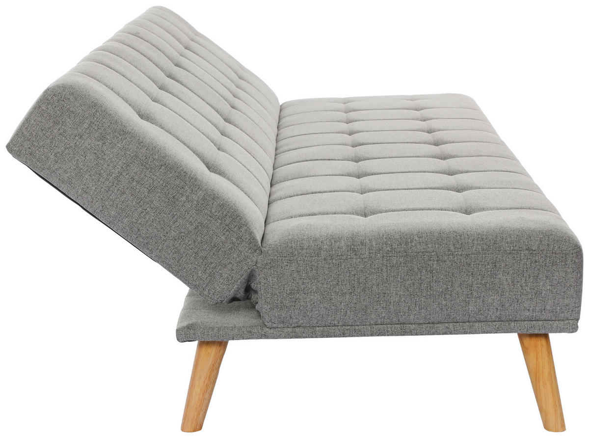 SCHLAFSOFA Leinenoptik Hellgrau  - Hellgrau/Schwarz, Design, Holz/Kunststoff (179/81/85cm) - P & B