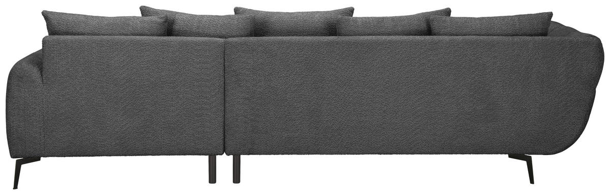 ECKSOFA 318/217 cm  in Bouclé Schwarz Zierkissen, Rückenkissen, Rücken echt  318/217 cm  - Schwarz, MODERN, Textil/Metall (318/217cm) - Carryhome