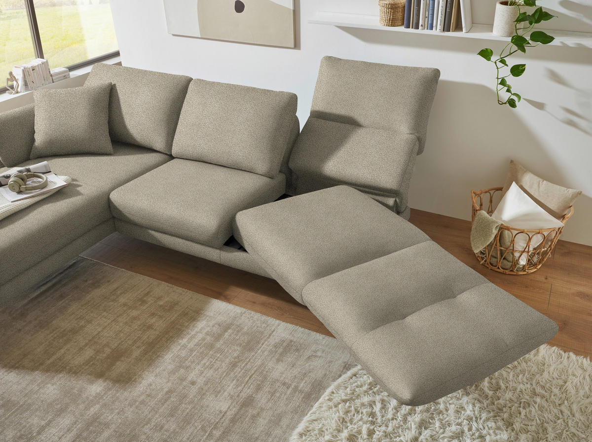 ECKSOFA  in Flachgewebe Sandfarben  175-224/255-365 cm  - Sandfarben/Schwarz, Design, Textil/Metall (175-224/255-365cm) - Dieter Knoll