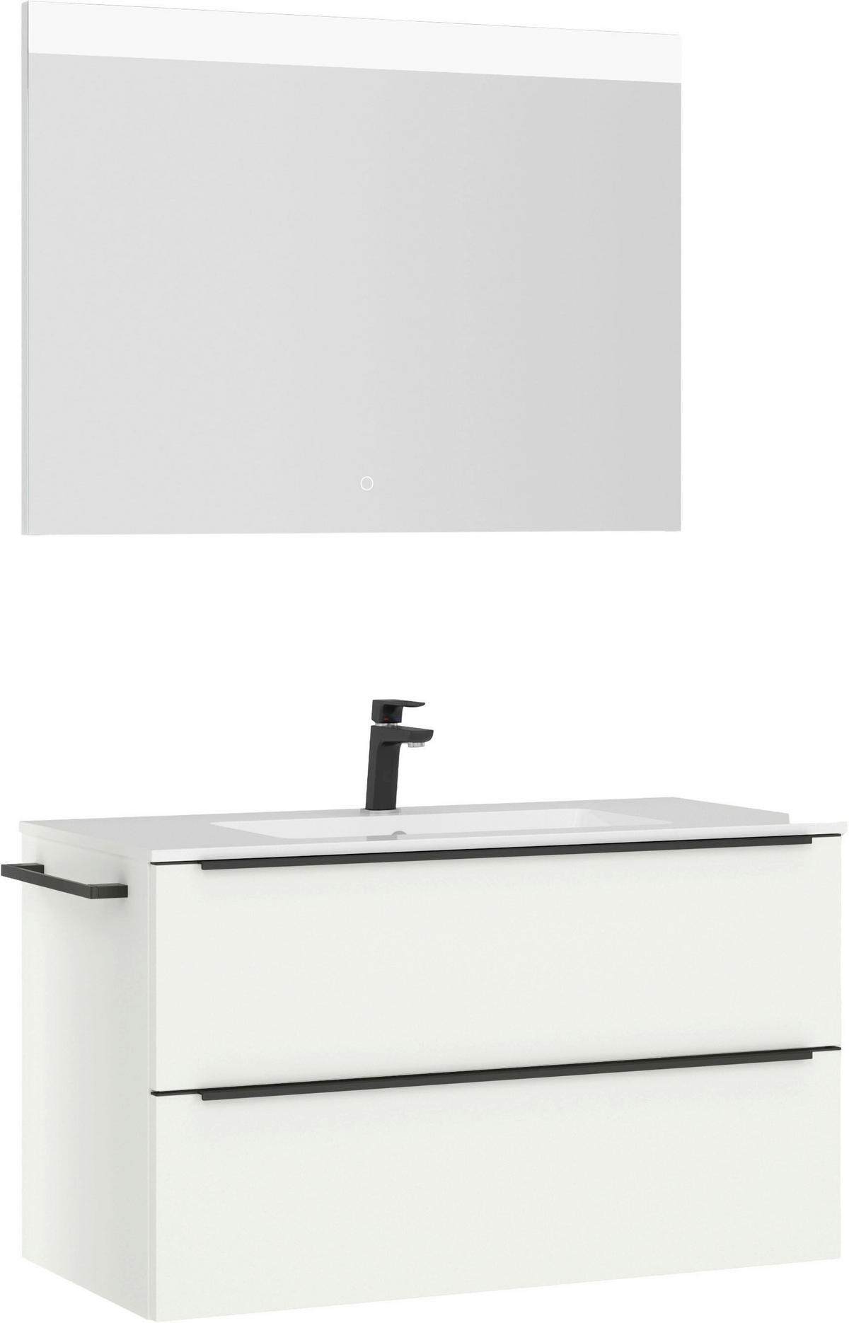 BADEZIMMER 3-teilig  in 101 cm  - Schwarz/Weiß, MODERN, Holzwerkstoff/Stein (101cm) - Nobilia