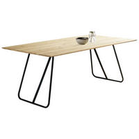 ESSTISCH Eiche massiv rechteckig Schwarz, Eichefarben  - Eichefarben/Schwarz, LIFESTYLE, Holz/Metall (160/90/75cm) - Linea Natura