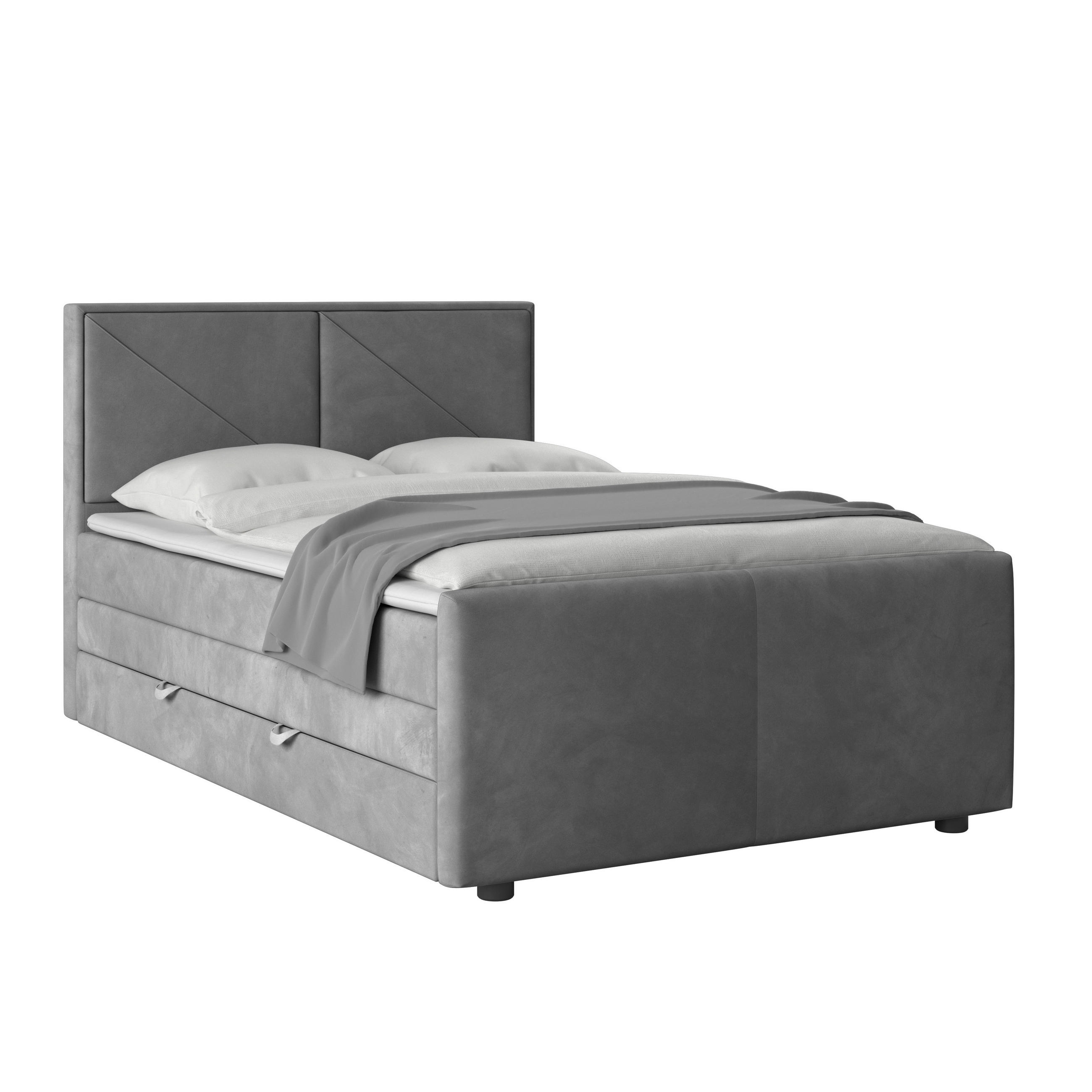 BOXSPRINGBETT 140/200 cm  in Hellgrau  - Hellgrau, Modern, Holz/Kunststoff (140/200cm) - MID.YOU
