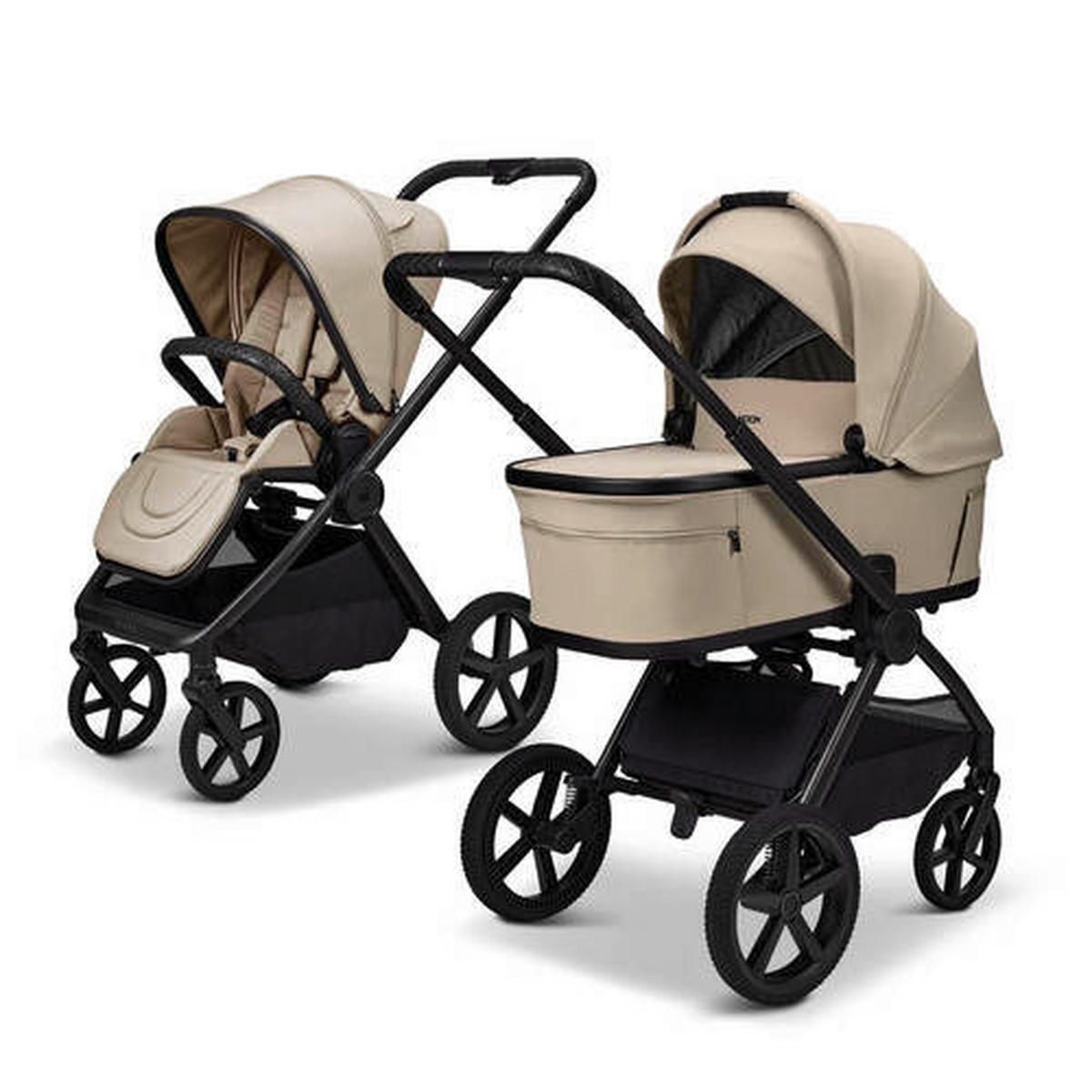 KOMBIKINDERWAGEN Gio Fold ETPU  - Sandfarben/Schwarz, Basics, Textil/Metall (120/58/92cm) - Moon Edition