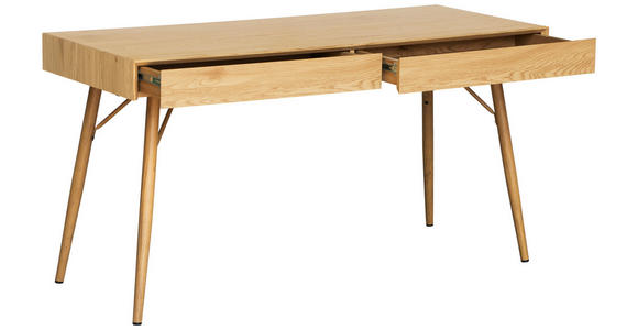 SCHREIBTISCH 140/60/75 cm  in Eichefarben  - Eichefarben, KONVENTIONELL, Holzwerkstoff/Metall (140/60/75cm) - Novel