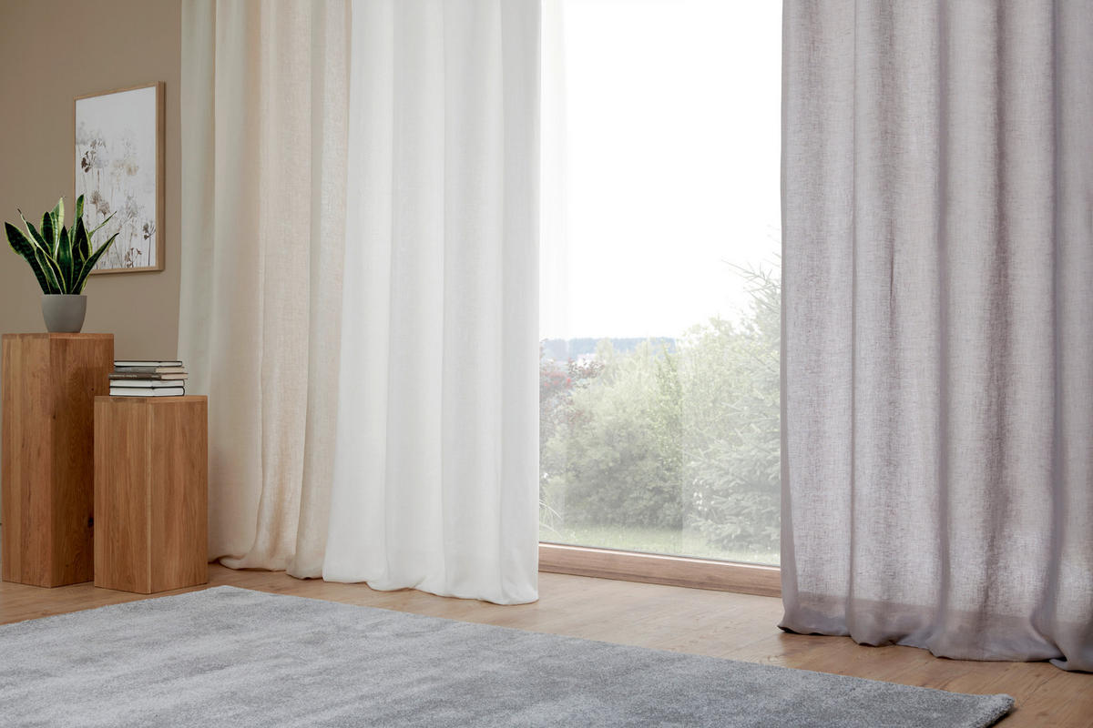 DEKOSTOFF per lfm halbtransparent  - Grau, Basics, Textil (140cm) - Esposa