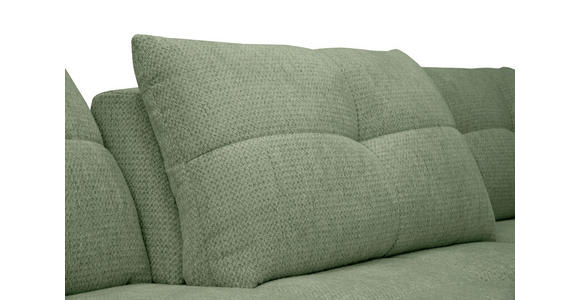 ECKSOFA Salbeigrün Chenille Armlehnenkissen, Rücken echt, Sitztiefenverstellung  - Salbeigrün/Schwarz, KONVENTIONELL, Textil/Metall (313/215cm) - Hom`in