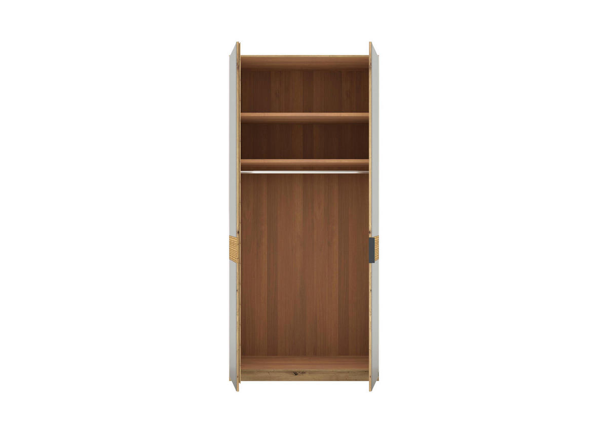 DREHTÜRENSCHRANK 100/216/58 cm,  in Eiche Bianco, 2 Tür(en)  - Schieferfarben/Eiche Bianco, Design, Glas/Holz (100/216/58cm) - Musterring