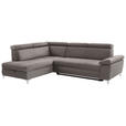 ECKSOFA Taupe Mikrofaser  - Taupe/Chromfarben, KONVENTIONELL, Textil/Metall (206/271cm) - Carryhome