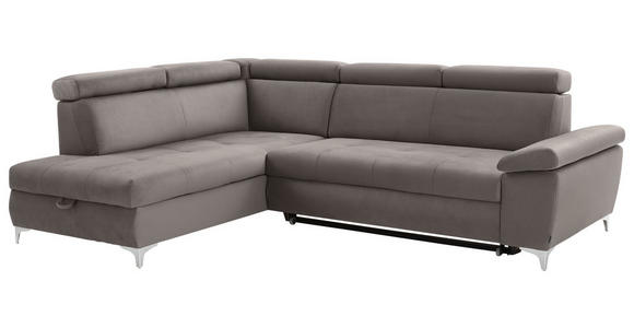 ECKSOFA Taupe Mikrofaser  - Taupe/Chromfarben, KONVENTIONELL, Textil/Metall (206/271cm) - Carryhome