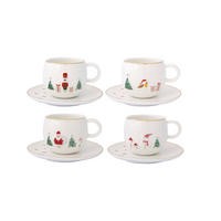 SKODELICA ZA KAVO S KROŽNIKOM         - rdeča/bela, Basics, keramika (12/12/6cm) - POZZI AND EASY LIFE