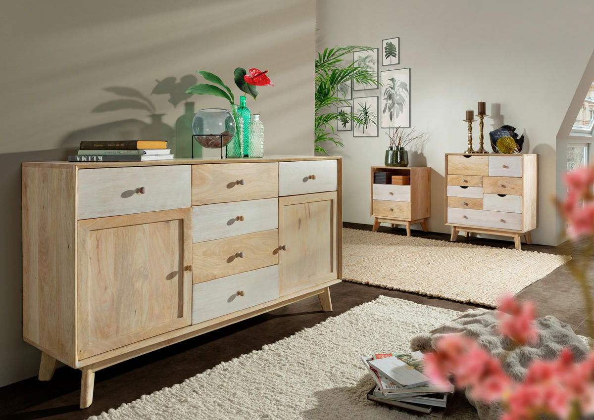 KOMMODE Kata  in 70/80/41 cm  - Naturfarben/Weiß, Design, Holz (70/80/41cm) - Landscape