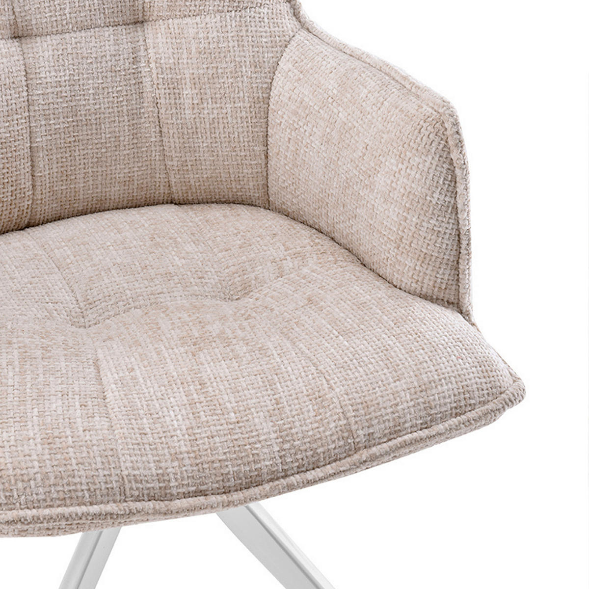 ARMLEHNSTUHL  Sitzfläche 180° drehbar Flachgewebe  Beige  - Beige/Weiß, MODERN, Textil/Metall (59/85/63cm) - MID.YOU