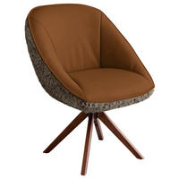 ARMLEHNSTUHL  Beinauswahl, Lederauswahl, Stoffauswahl, inklusive Armlehnen, automatische Rückholfunktion, gepolsterte Armlehnen, Sitzfläche 320° drehbar Hochflor Echtleder  - Nussbaumfarben/Braun, Design, Leder/Holz (61/89/70cm) - Koinor