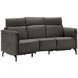 TRAPEZSOFA in Echtleder Dunkelgrau  - Dunkelgrau/Schwarz, KONVENTIONELL, Leder/Metall (221/103/95cm) - Dieter Knoll