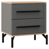 NACHTTISCH 51,5/55,5/40 cm  - Graphitfarben/Schwarz, MODERN, Holzwerkstoff/Metall (51,5/55,5/40cm) - MID.YOU