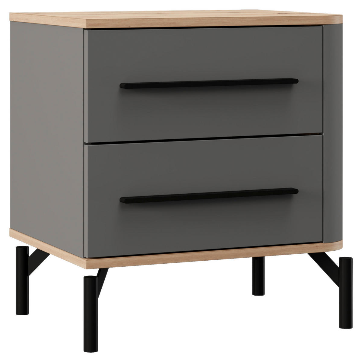 NACHTTISCH 51,5/55,5/40 cm  - Graphitfarben/Schwarz, MODERN, Holzwerkstoff/Metall (51,5/55,5/40cm) - MID.YOU