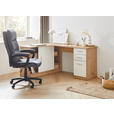 ECKSCHREIBTISCH 120/150/75 cm  in Weiß, Eichefarben  - Eichefarben/Alufarben, KONVENTIONELL, Holzwerkstoff/Kunststoff (120/150/75cm) - Venda