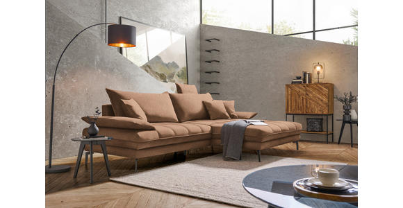 ECKSOFA in Webstoff Rostfarben 292/176 cm - Rostfarben/Schwarz, MODERN, Textil/Metall (292/176cm) - Carryhome