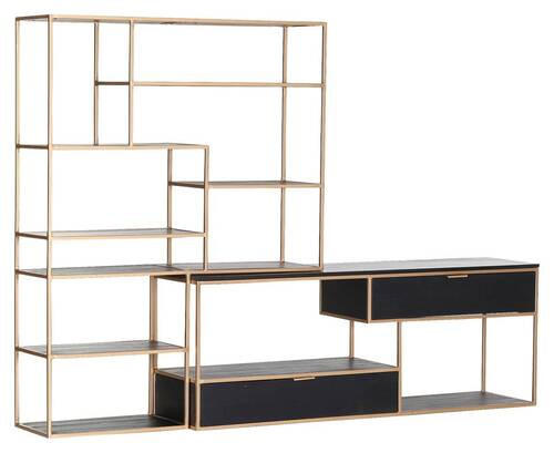 REGALAUFSATZ  120/160/34 cm Goldfarben  - Goldfarben, Design, Metall (120/160/34cm) - Lomoco