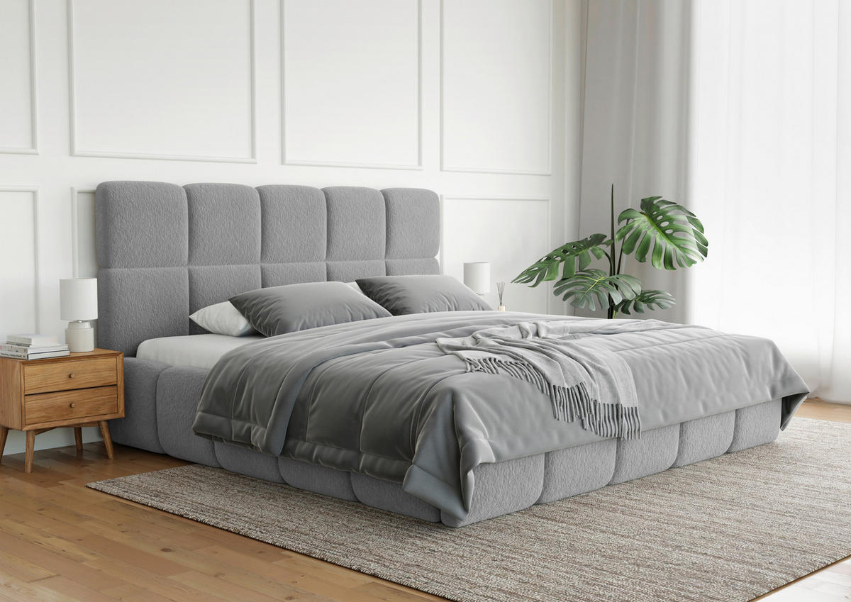 POLSTERBETT Cloudy Bettkasten, Lattenrost 140/200 cm  in Grau  - Schwarz/Grau, Design, Holz/Textil (140/200cm) - Boxxx