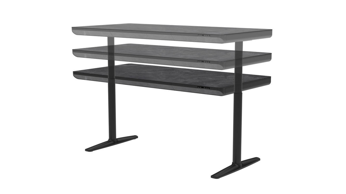 SCHREIBTISCH 160/80/73/118 cm  in Schwarz, Dunkelgrau  - Dunkelgrau/Schwarz, Design, Holzwerkstoff/Kunststoff (160/80/73/118cm) - Novel