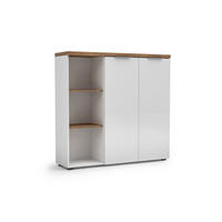 VISOKA KOMODA   120,3/115/34 cm   bijela, boje hrasta  - bijela/boje hrasta, Design, drvni materijal/metal (120,3/115/34cm) - Voleo