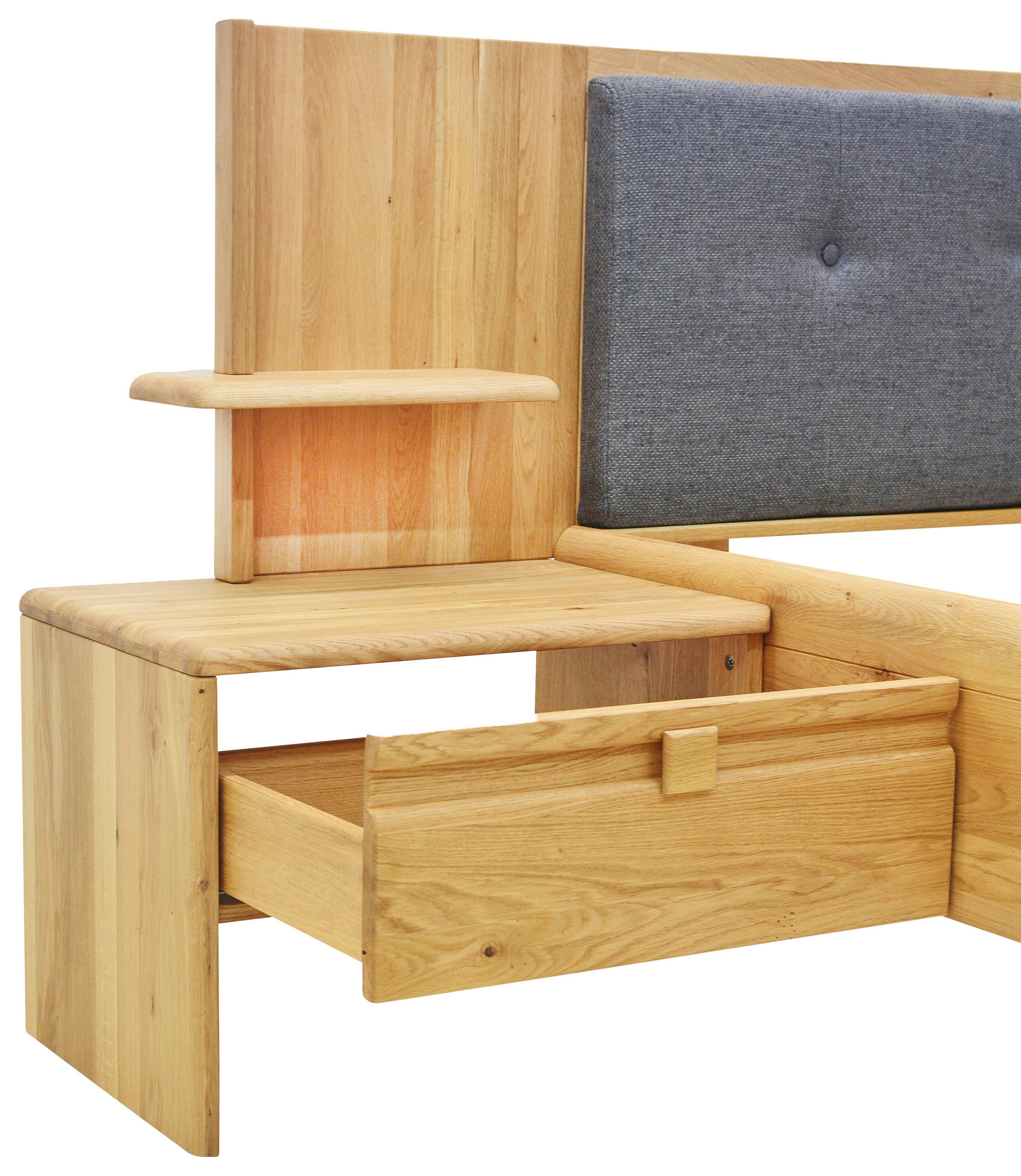 BETTANLAGE 180/200 cm  in Wildeiche, Anthrazit   - Wildeiche/Anthrazit, Konventionell, Holz/Textil (180/200cm) - Linea Natura