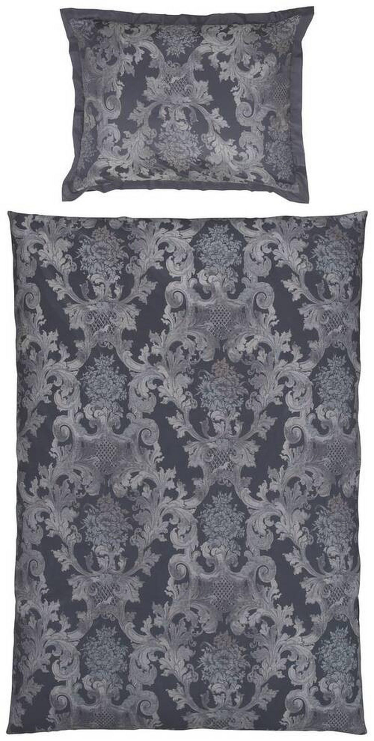 POVLEČENÍ, damašek, šedá, černá, bílá, 140/200 cm - šedá/bílá, Konvenční, textil (140/200cm) - Curt Bauer