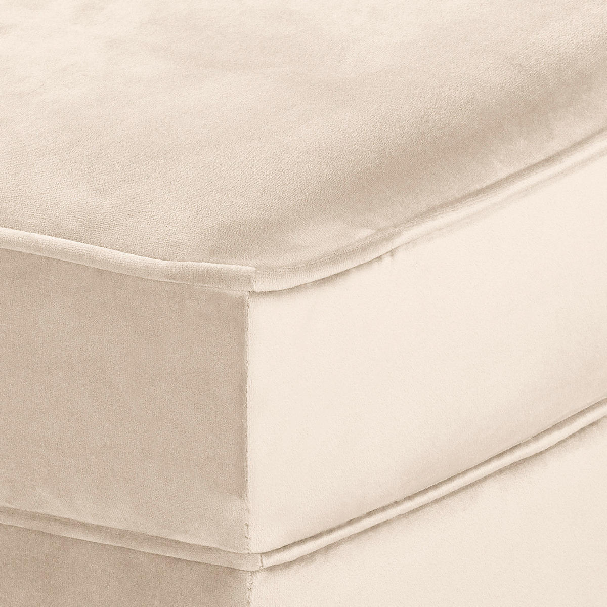 RÉCAMIERE Pako in Samt Creme  - Creme/Braun, Design, Holz/Textil (185/93/75cm) - Livetastic