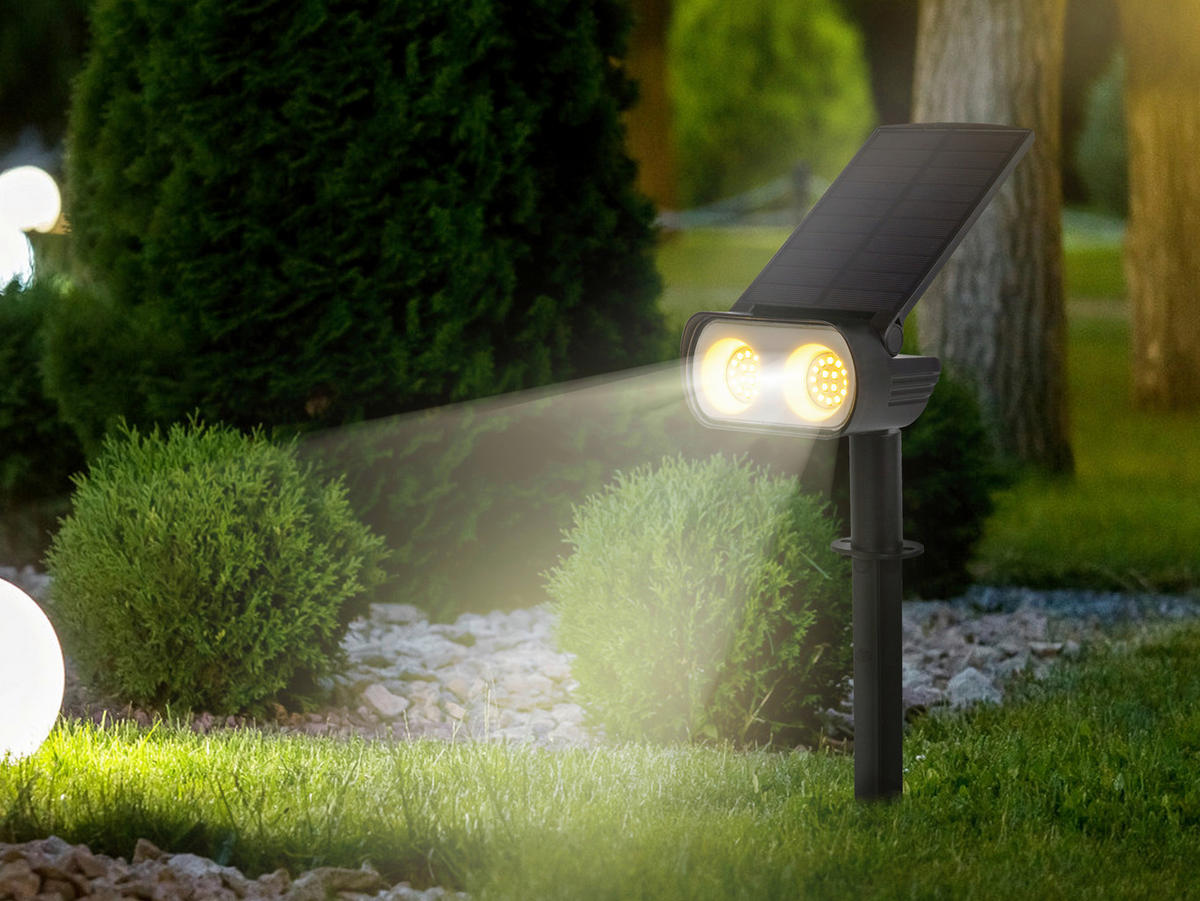 SOLARLEUCHTE Spotlight 19/9,5/28,5 cm  - Schwarz, Basics, Kunststoff (19/9,5/28,5cm) - Ambia Garden