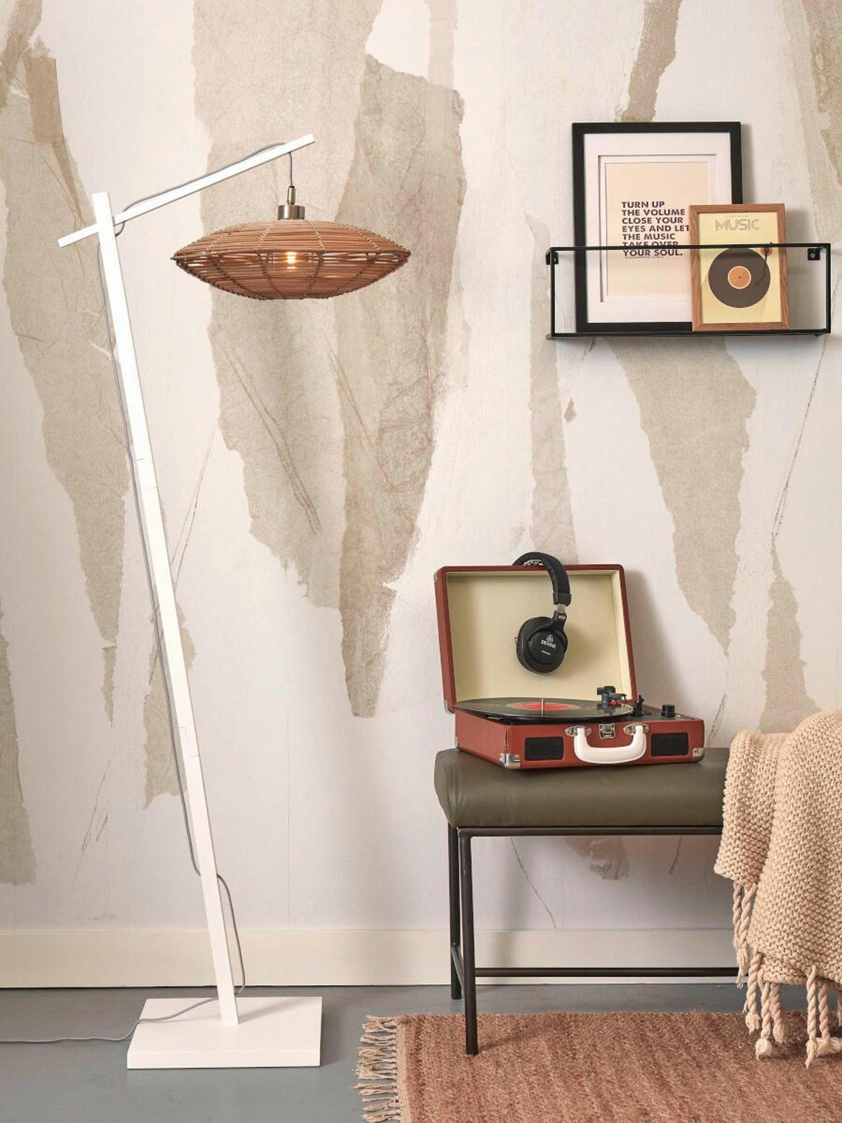 GOLVLAMPA GOOD&MOJO  40/63/150 cm    - vit/naturfärgad, Trend (40/63/150cm) - Good & Mojo