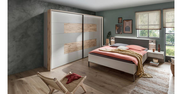 SCHWEBETÜRENSCHRANK  in Eichefarben, Hellgrau  - Schieferfarben/Eichefarben, KONVENTIONELL, Holzwerkstoff (250/217/67cm) - Novel