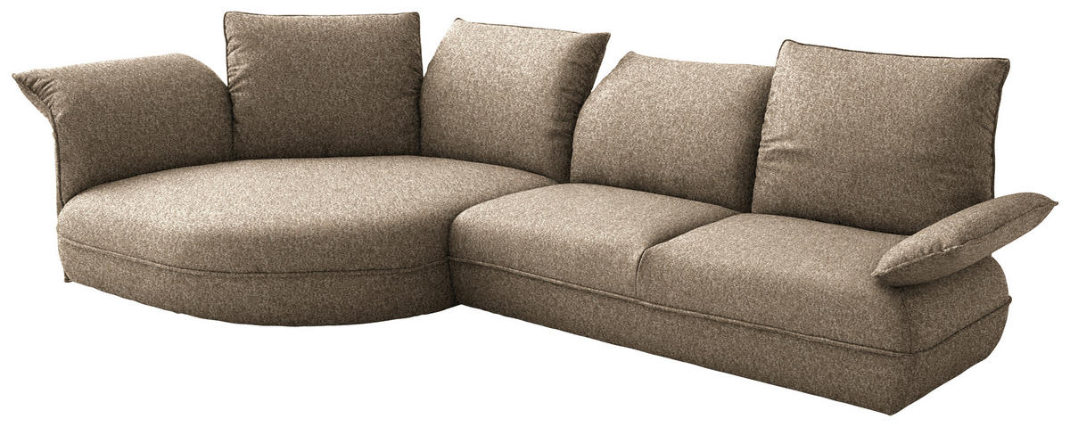 ECKSOFA  in Chenille Beigebraun  154/343 cm  - Beigebraun/Schwarz, Design, Kunststoff/Textil (154/343cm) - Koinor