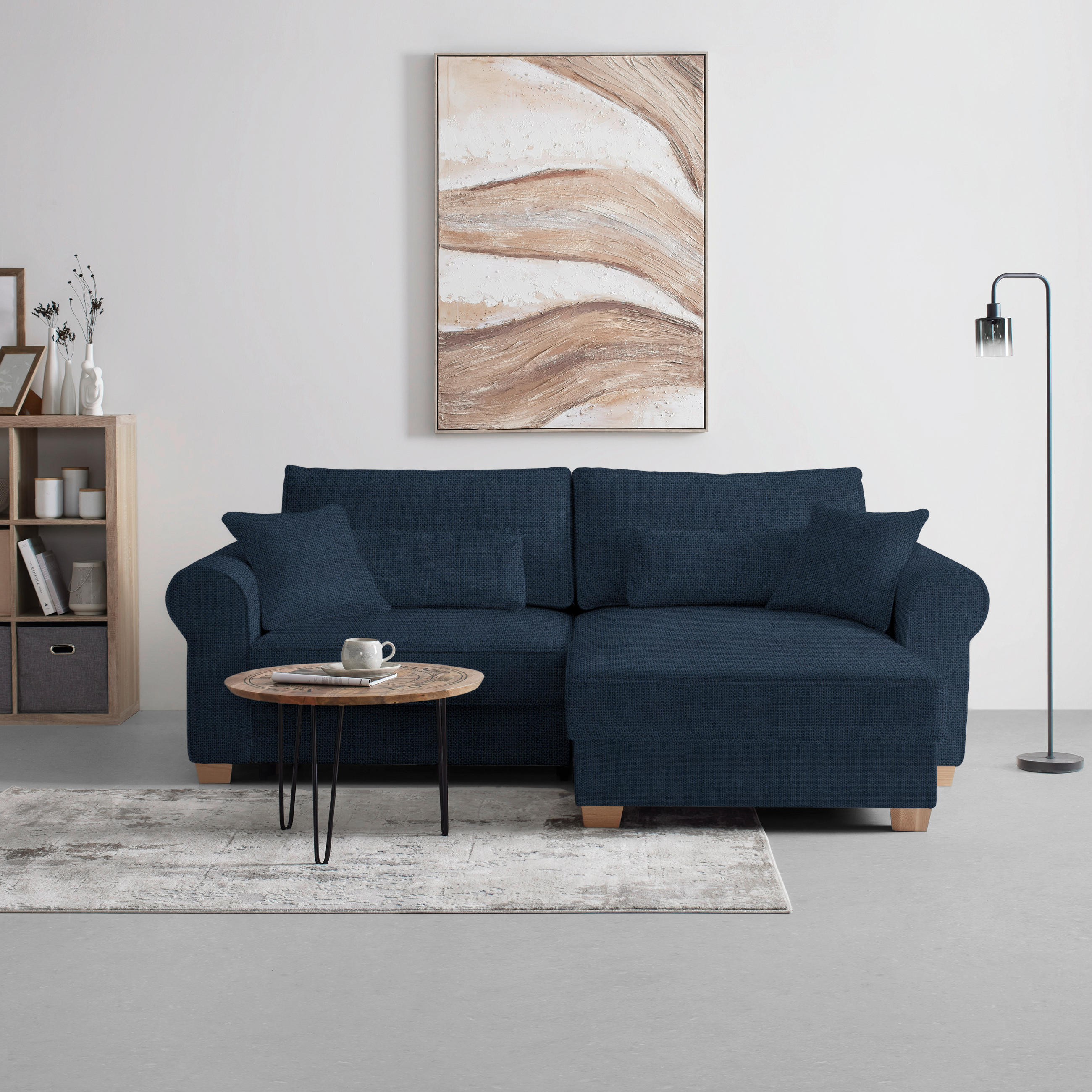 HÖRNSOFFA i mörkblå  - mörkblå, Modern, trämaterial/trä (255/185cm) - MID.YOU