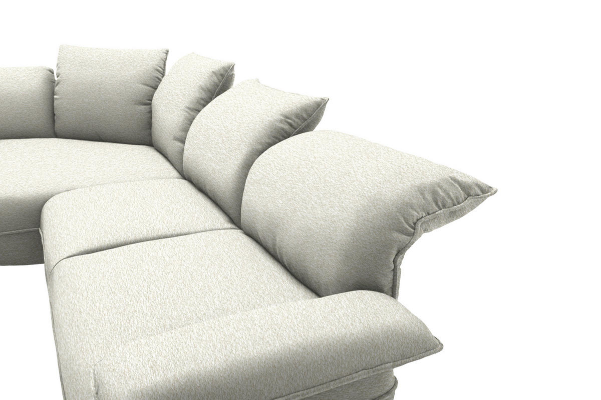 ECKSOFA Chenille Creme  - Creme/Schwarz, Design, Kunststoff/Textil (154/343cm) - Koinor