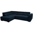 ECKSOFA in Chenille Dunkelblau  205/284 cm  - Schwarz/Dunkelblau, Design, Kunststoff/Textil (205/284cm) - Xora