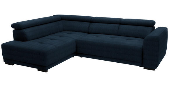 ECKSOFA in Chenille Dunkelblau 205/284 cm - Schwarz/Dunkelblau, Design, Kunststoff/Textil (205/284cm) - Xora