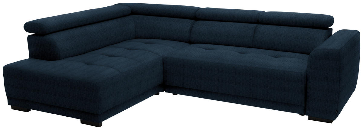 ECKSOFA in Chenille Dunkelblau  205/284 cm  - Schwarz/Dunkelblau, Design, Kunststoff/Textil (205/284cm) - Xora