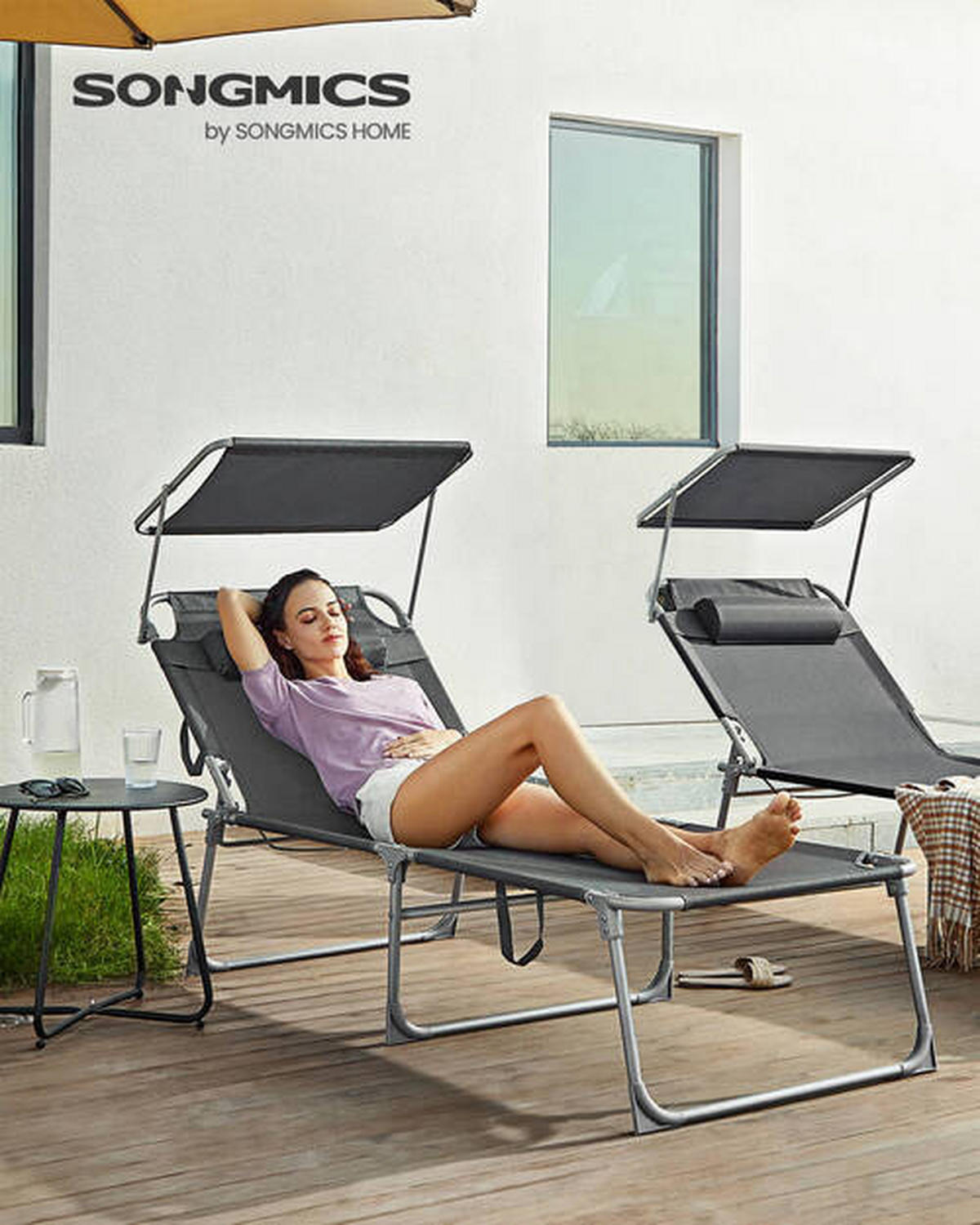 SONNENLIEGE 71/38/200 cm  - Grau, Basics, Textil/Metall (71/38/200cm) - Modante