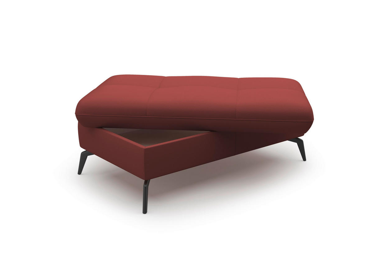 HOCKER in Leder Rotbraun  - Rotbraun/Schwarz, KONVENTIONELL, Leder/Metall (102/47/69cm) - Sit & More
