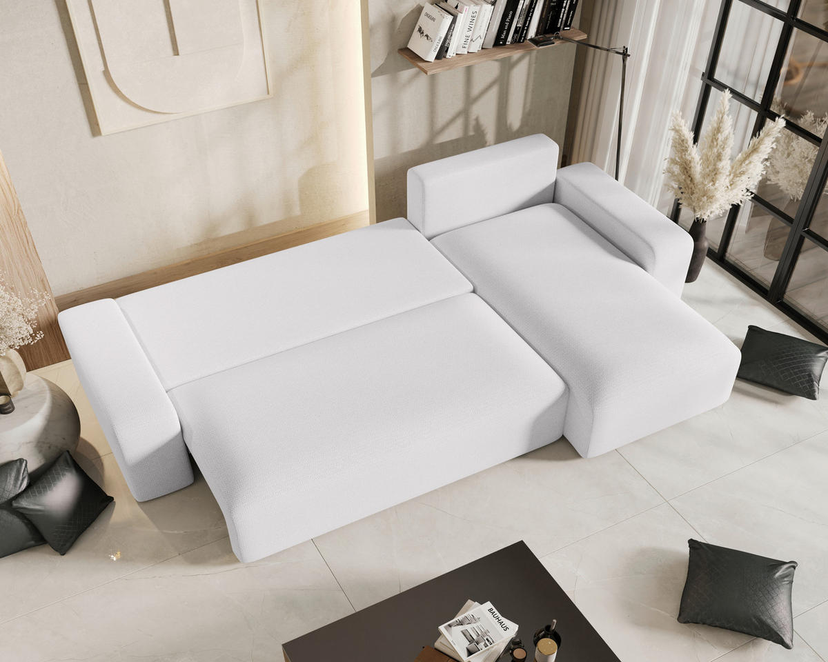 ECKSOFA  in Bouclé Creme  - Creme/Schwarz, MODERN, Kunststoff/Textil (248/143cm) - Xora