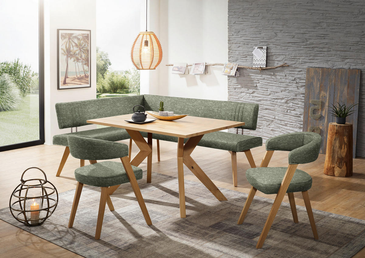 ECKBANK 170/200 cm  in Grün, Wildeiche  - Wildeiche/Eichefarben, Design, Holz/Textil (170/200cm) - Venda