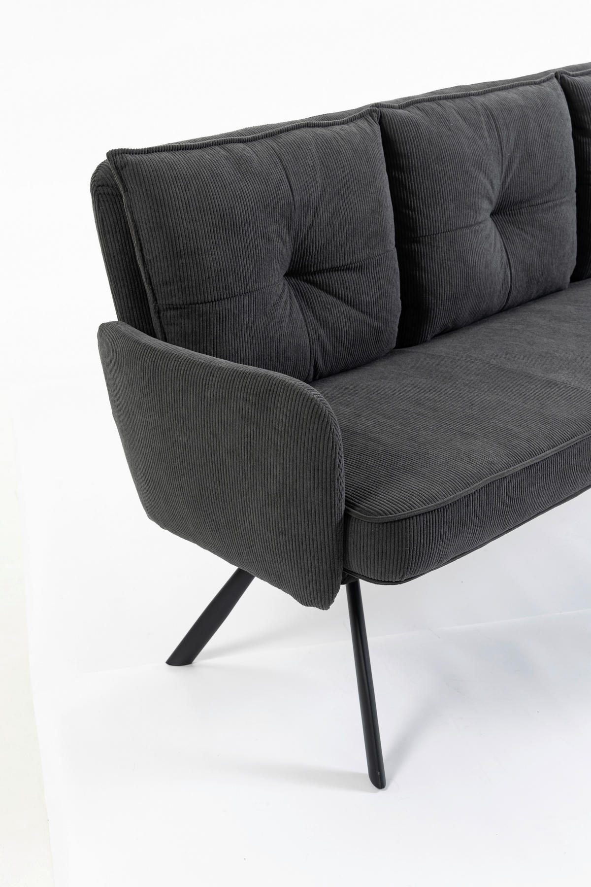 SITZBANK 180/93/67 cm Cord Anthrazit Metall  - Anthrazit/Schwarz, Design, Textil/Metall (180/93/67cm) - Novel