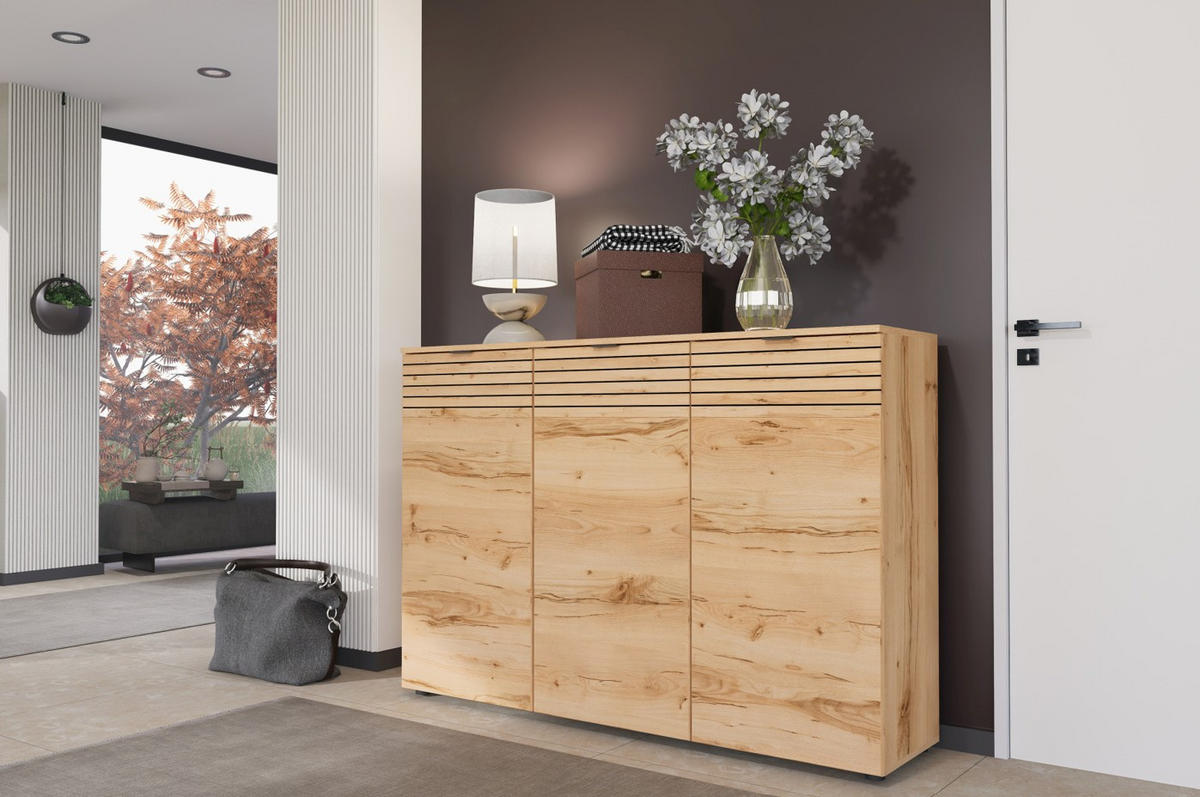 SCHUHSCHRANK Buchefarben  - Buchefarben/Schwarz, Design, Holzwerkstoff/Metall (150/103/38cm) - MID.YOU