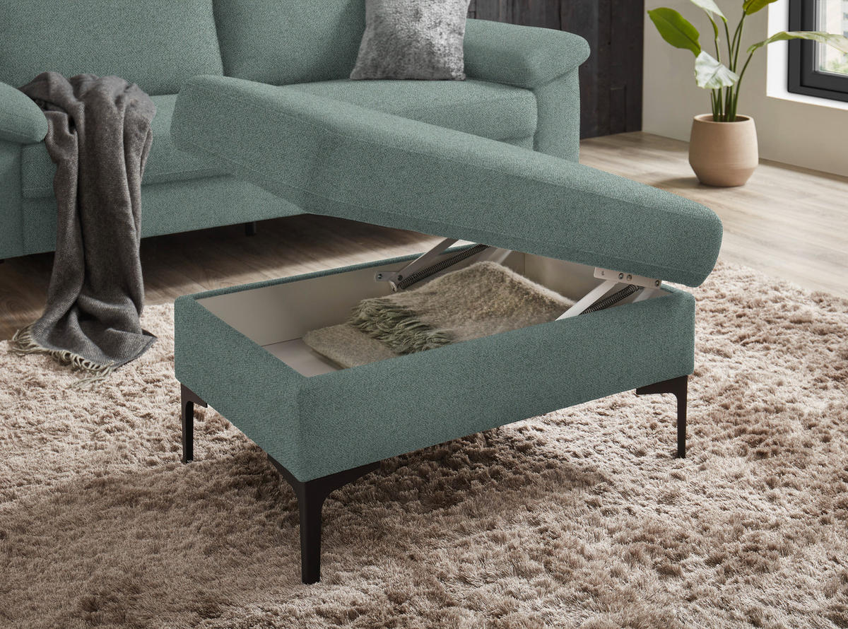 2,5-SITZER in Flachgewebe Salbeigrün  - Salbeigrün/Schwarz, Design, Textil/Metall (206/86/97cm) - Pure Home Lifestyle
