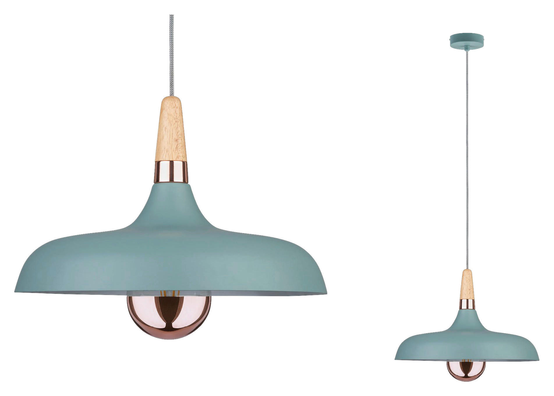 HÄNGELEUCHTE JUNA 34,2/145,5 cm   - Mintgrün/Kupferfarben, Design, Holz/Metall (34,2/145,5cm) - Paulmann