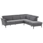 ECKSOFA Grau Struktur  - Schwarz/Grau, MODERN, Textil/Metall (275/235cm) - Cantus