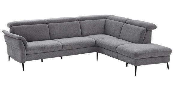 ECKSOFA in Struktur Grau 275/235 cm - Schwarz/Grau, MODERN, Textil/Metall (275/235cm) - Cantus